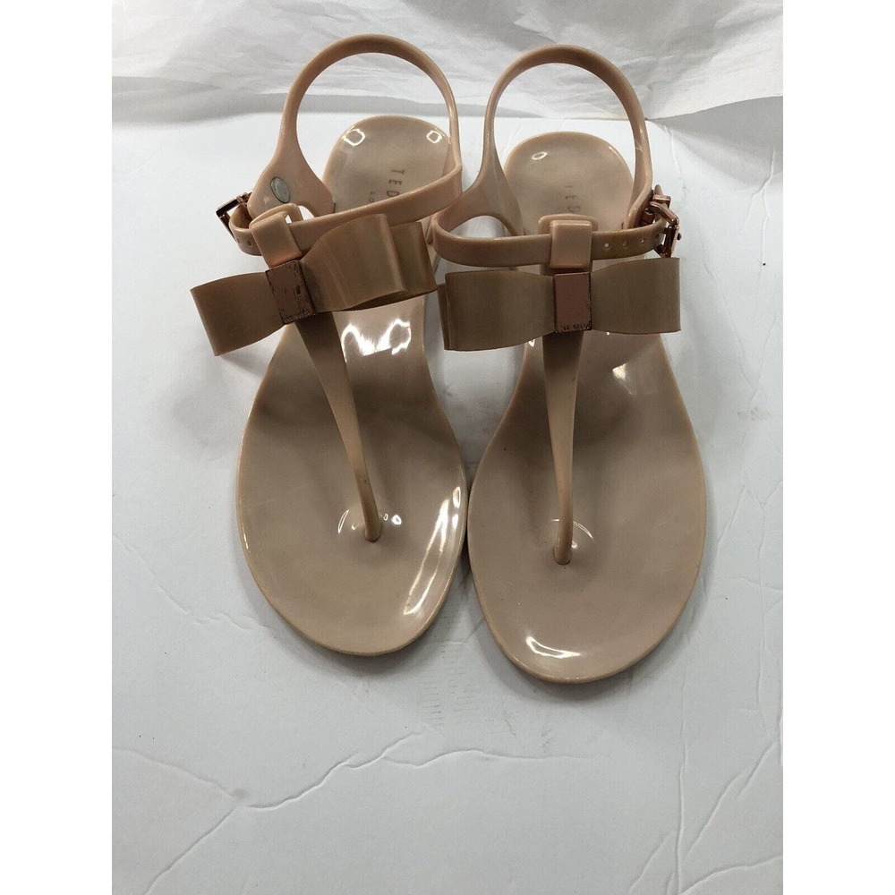 Ted Baker London Black Gelly Jelly Rubber Sandals with Gold colored Bows